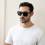 Matte Wayfarer Sunglasses in Black with Case - Polarised