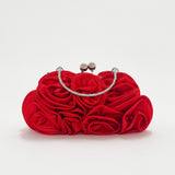 3D Rose Clutch Bag in Red