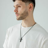 Cross Pendant Necklace in Black
