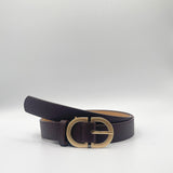 Gold Metal Buckle In Dark Brown