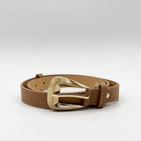 Gold Metal Buckle Belt in Beige