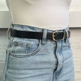 Gold Oval Buckle Belt in Black