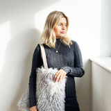 Grey Shaggy Fur shopper bag