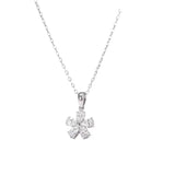 Floral Crystal Pendant Necklace in Silver