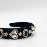 Heart Embellished Headband In Black