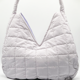 Soft quilted shoulder bag in pearl grey