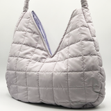 Soft quilted shoulder bag in pearl grey
