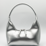 Short Handle PU Leather Shoulder Bag in Silver