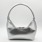 Short Handle PU Leather Shoulder Bag in Silver