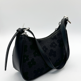 Floral Textured Baguette Bag With Chain