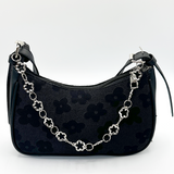 Floral Textured Baguette Bag With Chain