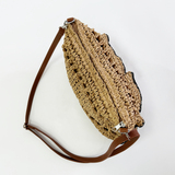 Straw Shoulder Bag with Frill Detail