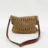Straw Shoulder Bag with Frill Detail