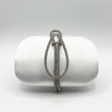 Clutch bag with Crystal Strap Handle in Silver