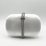 Clutch bag with Crystal Strap Handle in Silver