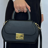 Hard Grab Bag in Black with Gold Hardware