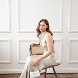 White Shimmer Grab Bag with Double Chain Strap