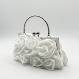 3D Rose Clutch Bag in White