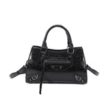 Faux Leather Soft Grab Bag in Black