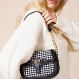 Houndstooth Shoulder Bag in Black & White
