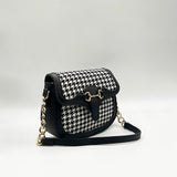 Houndstooth Shoulder Bag in Black & White