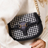 Houndstooth Shoulder Bag in Black & White