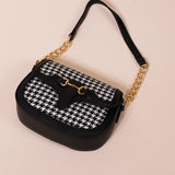 Houndstooth Shoulder Bag in Black & White