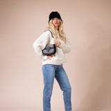 Houndstooth Shoulder Bag in Black & White