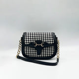 Houndstooth Shoulder Bag in Black & White