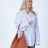 Suede Hobo Shoulder Bag in Tan