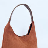 Suede Hobo Shoulder Bag in Tan