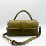 Small Crossbody Hard Top Handle Bag in Olive