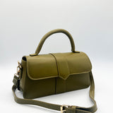 Small Crossbody Hard Top Handle Bag in Olive