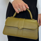 Small Crossbody Hard Top Handle Bag in Olive