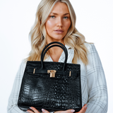Croc Buckle Tote Bag in Black