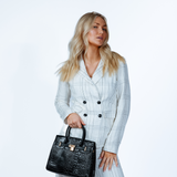 Croc Buckle Tote Bag in Black