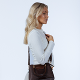 Patent Croc Top Handle Bag in Brown