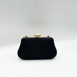 Ruched Jewel Clutch Bag In Black