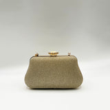 Ruched Jewel Clutch Bag In Gold