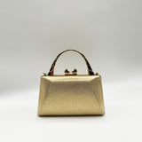 Heart Pearl Clutch Bag In Gold