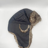 Black Tapper Hat with Faux Fur Lining