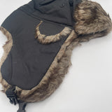 Black Tapper Hat with Faux Fur Lining