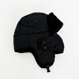 Black Lined Trapper Hat With Detachable Mouth Cover