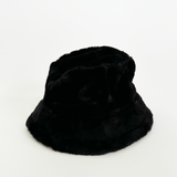 Soft Plush Black Bucket Hat