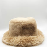 Faux Fur Bucket Hat In Beige