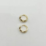 White and Gold Heart Huggie Hoop Earring