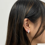 Mini Huggie Hoop with Clear Stones - Silver