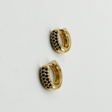 Diamante Huggie Hoop Earring in Gold and and Black