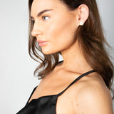 Pearl Button Stud Earrings with Diamantes