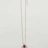 Pink Stone Heart Necklace In a Diamante Setting